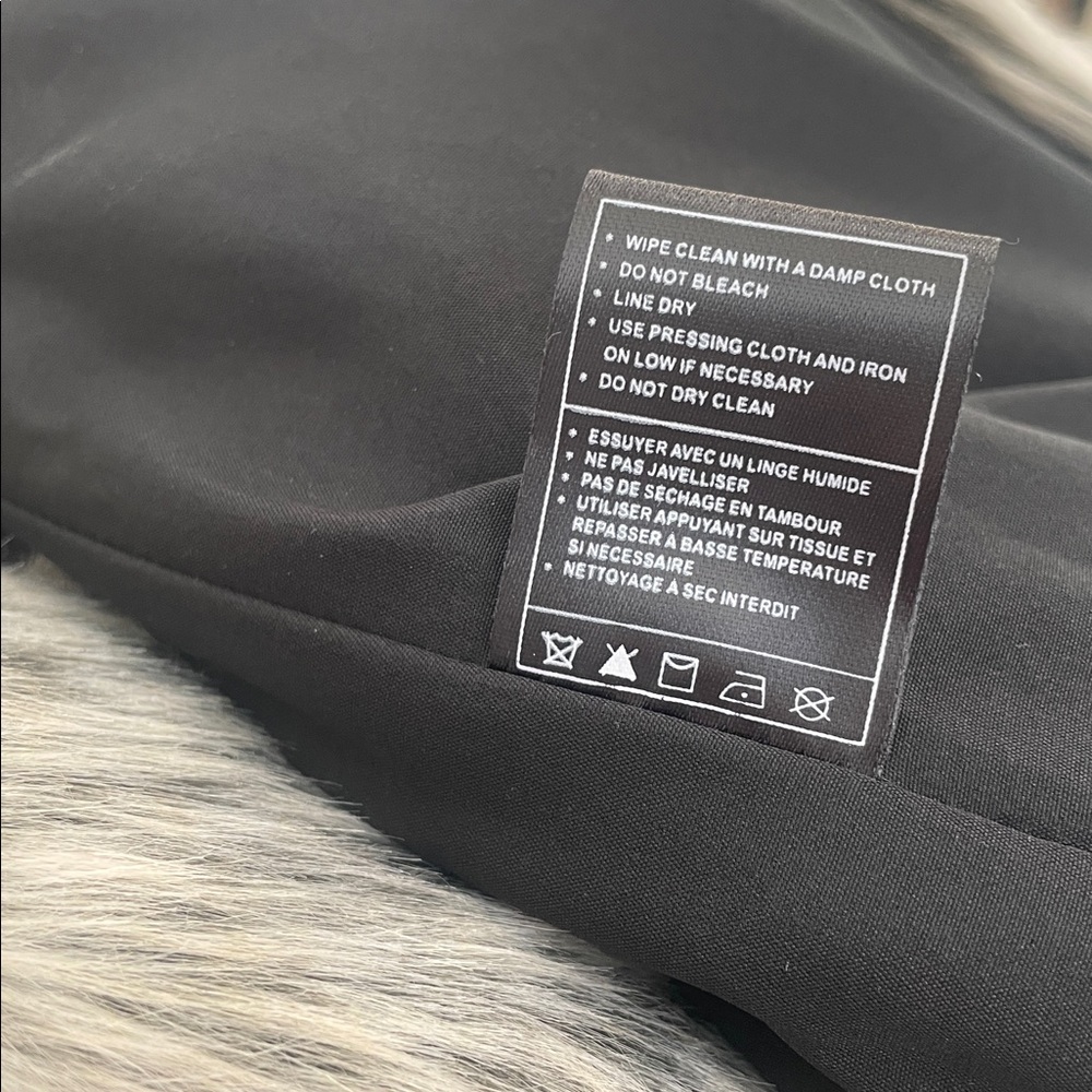 Cupcakes & Cashmere Faux Fur Vest w/ Vegan Leather Trim - Gray and Black, Small - Picture 11 of 14